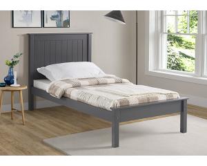 5ft King Size Torre Dark grey painted wood bed frame, low foot end